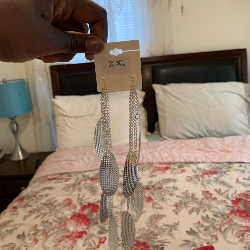 Women Long Silver Earrings 12$